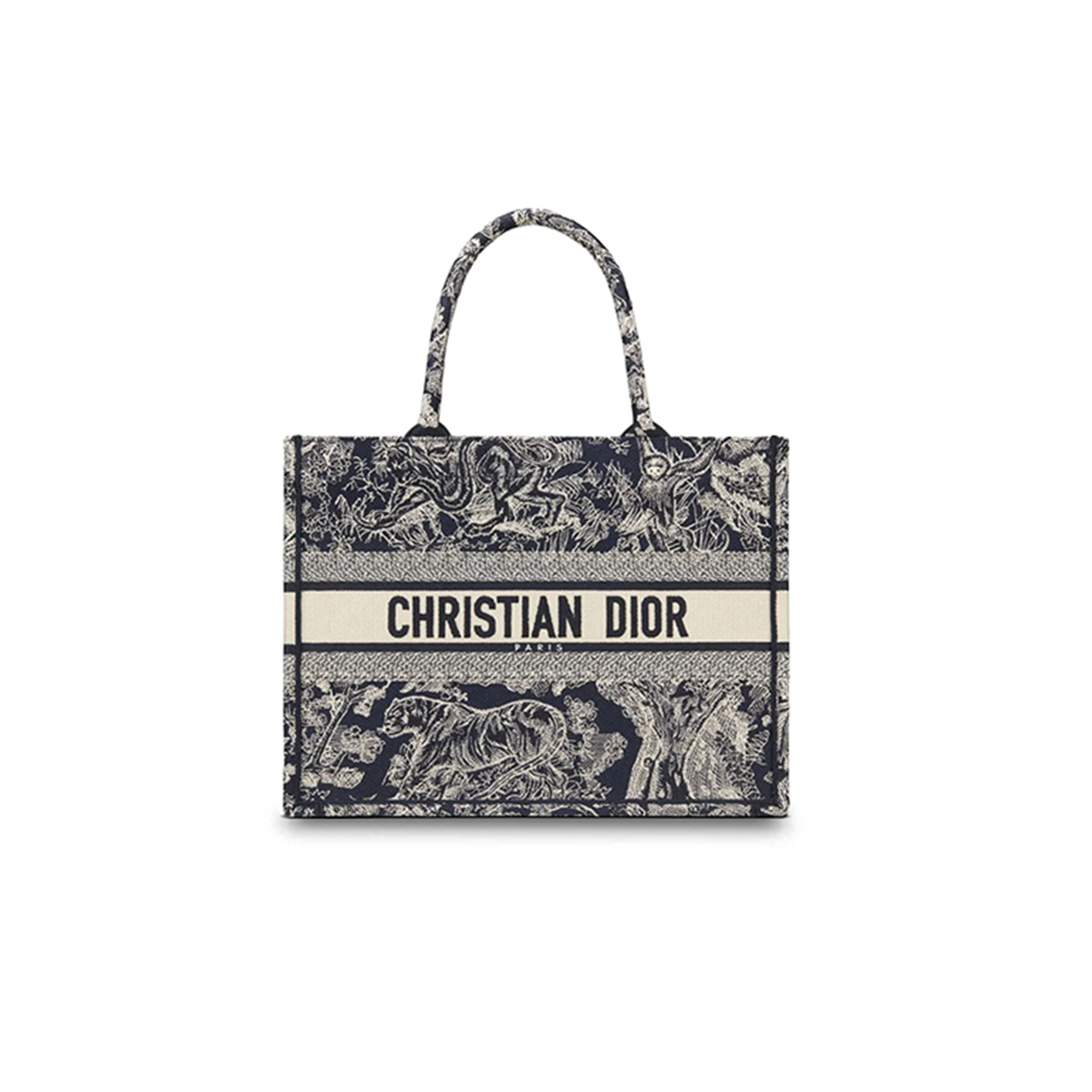 D*or canvas embroidered medium D*oriviera toile de jouy book tote blue m1296zrgo-m928 (36*27*17cm)